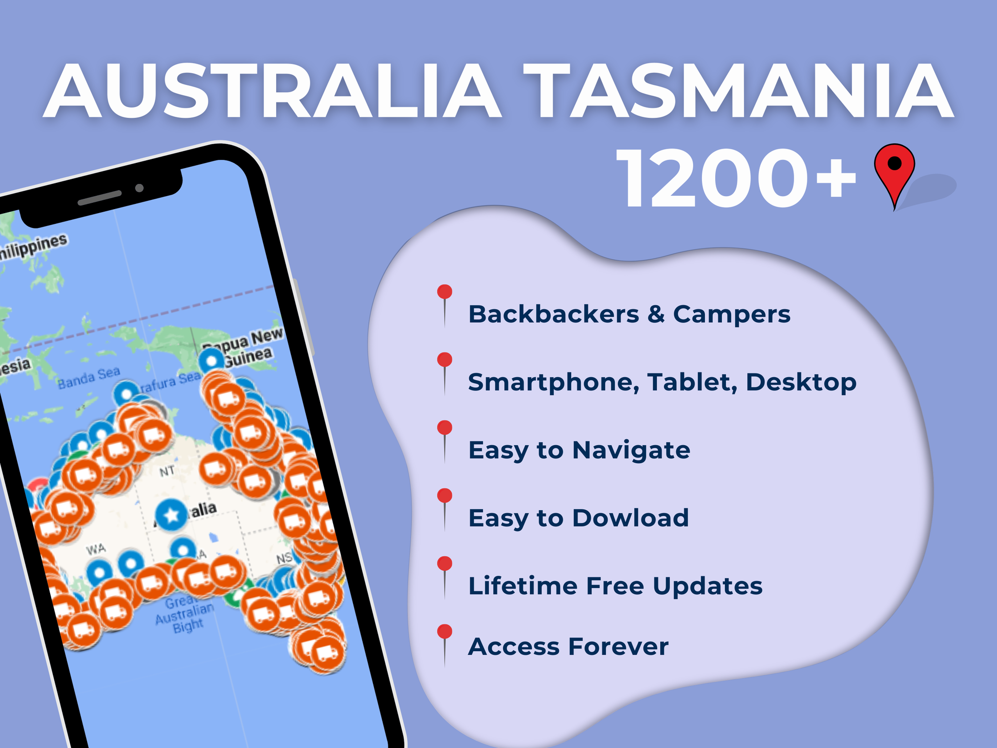 Australia Tasmania Travel Guide. 1200+ Google Map Destinations