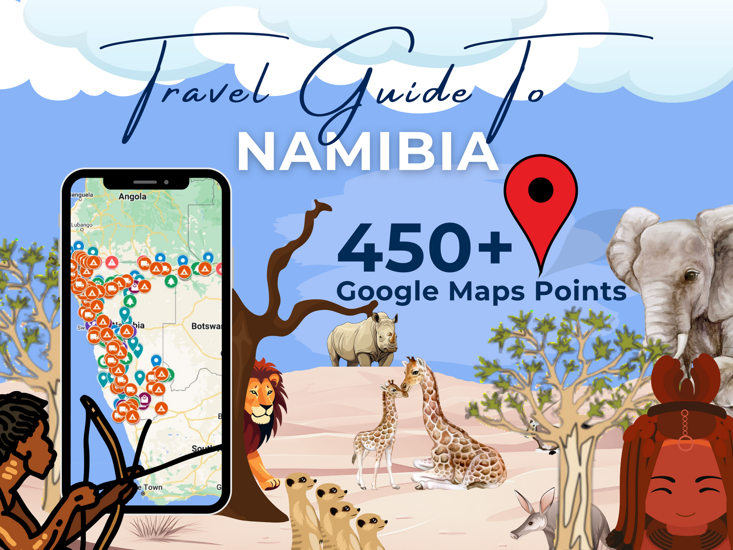 Namibia-Reiseführer. Über 295 Reiseziele auf Google Maps