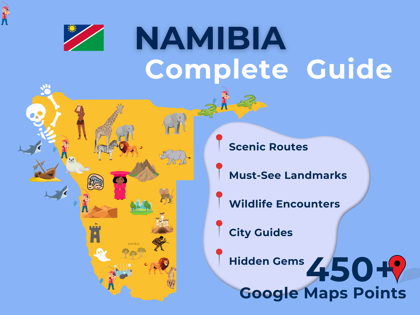 Namibia-Reiseführer. Über 295 Reiseziele auf Google Maps