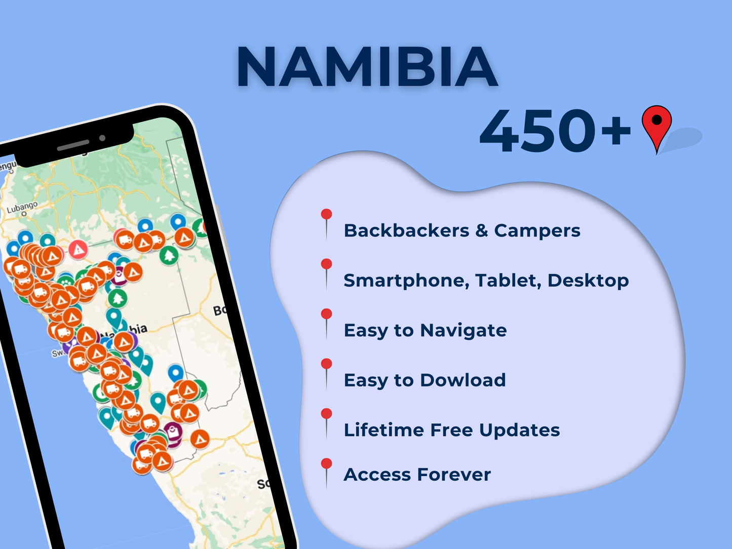 Namibia-Reiseführer. Über 295 Reiseziele auf Google Maps