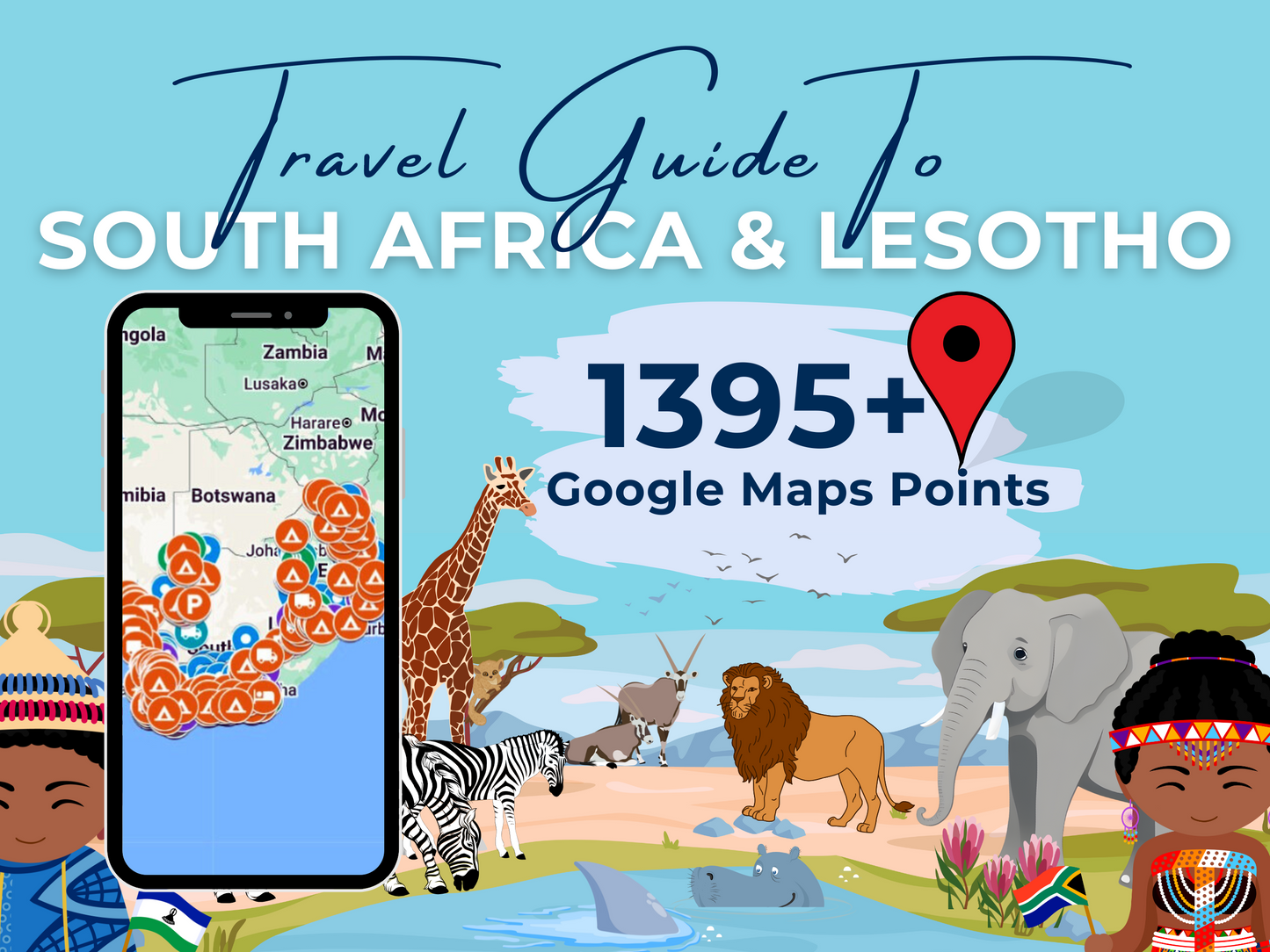 Reiseführer für Südafrika und Lesotho. Über 650 Reiseziele auf Google Maps