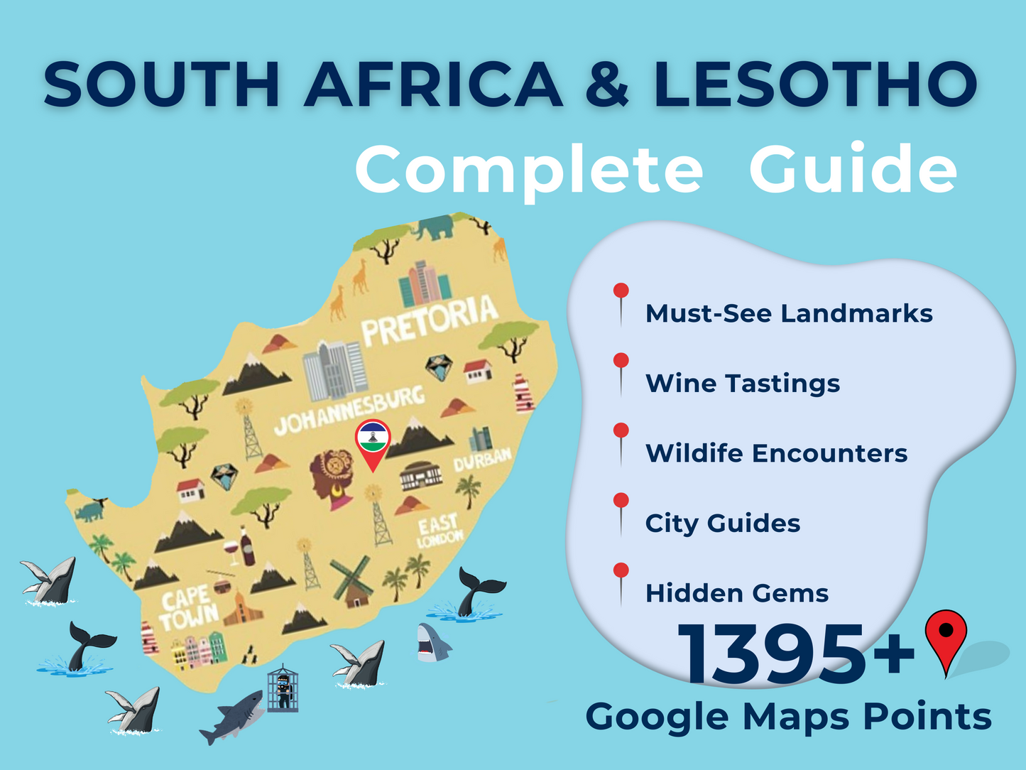 Reiseführer für Südafrika und Lesotho. Über 650 Reiseziele auf Google Maps