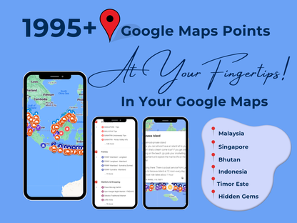 Reiseführer für Südostasien. Über 1000 Reiseziele auf Google Maps